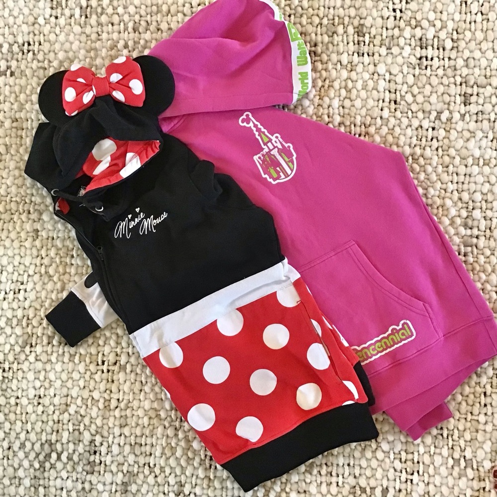 Disney Bundle of 2 Collectible Hoodies Minnie/Tencennial, Size 1X and M